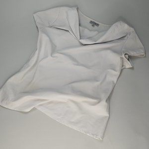 Light Gray White Crepe Cowl Neck Blouse